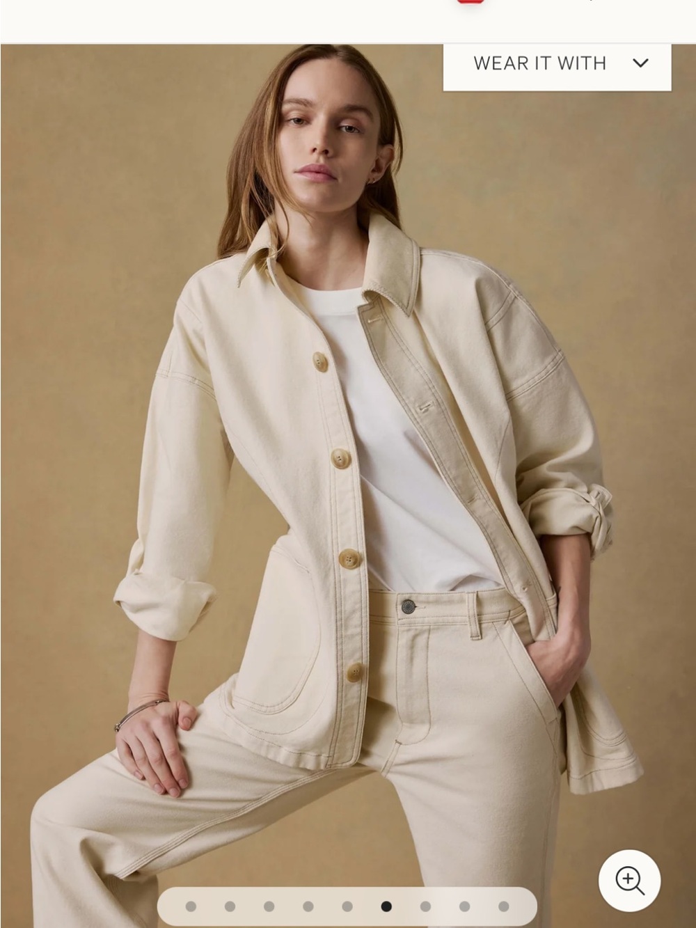 NWT Faherty Sunwashed Canvas Chore Jacket - Sea Salt